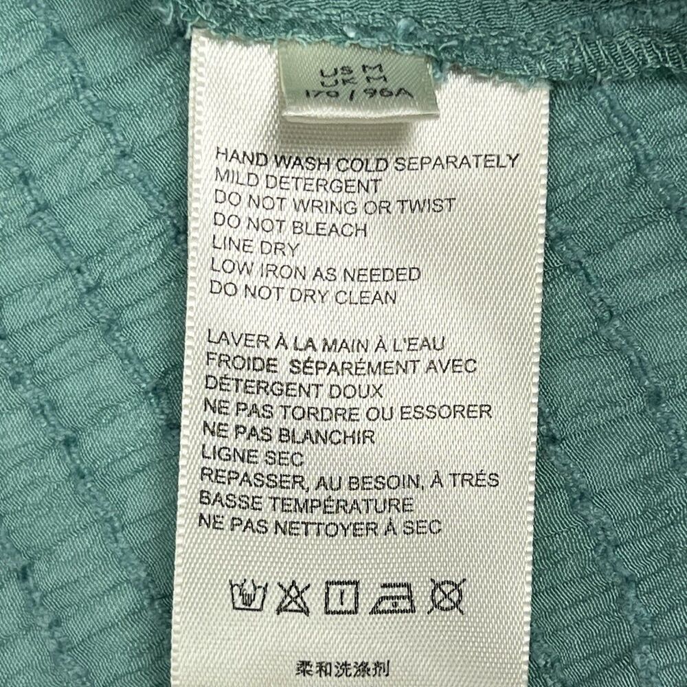 Free People Out Of Town Green Long Balloon Sleeve Boho Peasant Top Medium - Picture 11 of 12